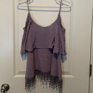 Flowy tank top with off the shoulder sleeves